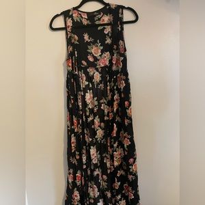 Floor length, Black floral cardigan